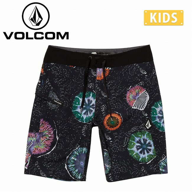 【3/20 20時〜3/26 1時59分限定クーポン配布中！】●VOLCOM ボルコム Big Boys Coral Morph Trunks ビッグボーイズコーラルモーフトランクス BLK C0812107 【 キッズ 子ども ボトムス ショートパンツ 短パン 半パン アウトドア コラボ 】【メール便・代引不可】