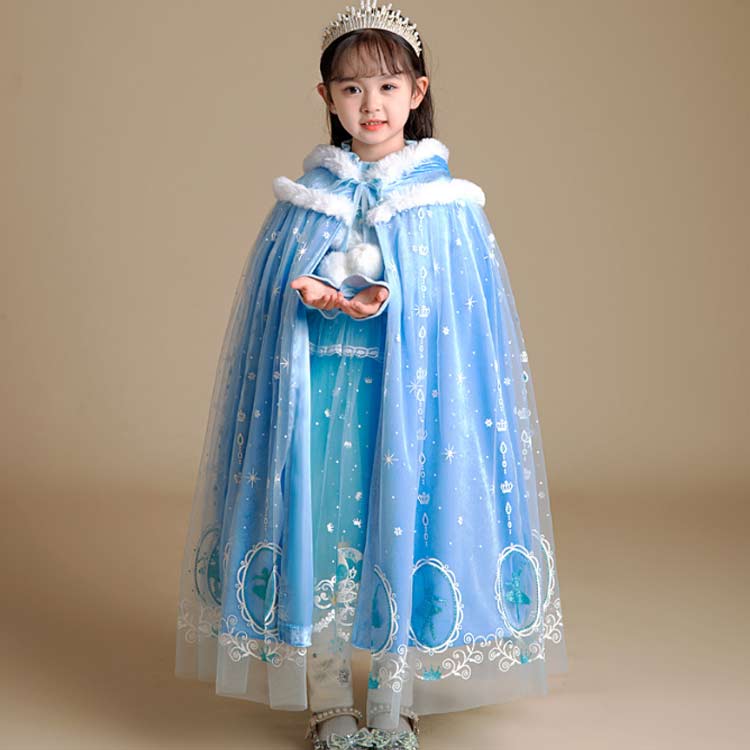 ハイホープの演出服 仮装 子供用 被り物 キッズ プリンセスドレス 女の子 子供 フード付き ケープ コスチューム コスプレ マント プリンセス｜アングル2