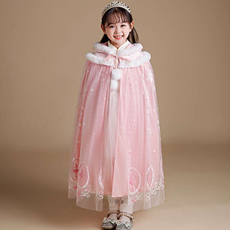 ハイホープの演出服 仮装 子供用 被り物 キッズ プリンセスドレス 女の子 子供 フード付き ケープ コスチューム コスプレ マント プリンセス｜アングル3