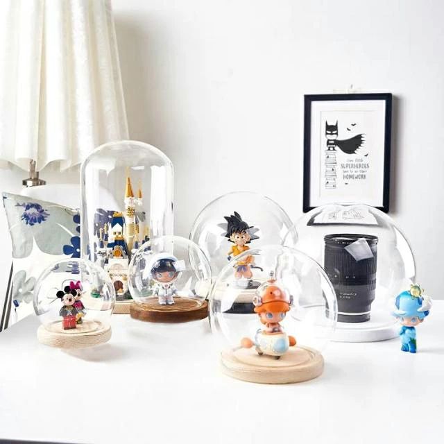 ハイホープのドール ミニカー ガラスカバー 木製ベース クリアケース 人形ケース フィギュアケース ドーム ガラス ディスプレイケース 卓上｜アングル2