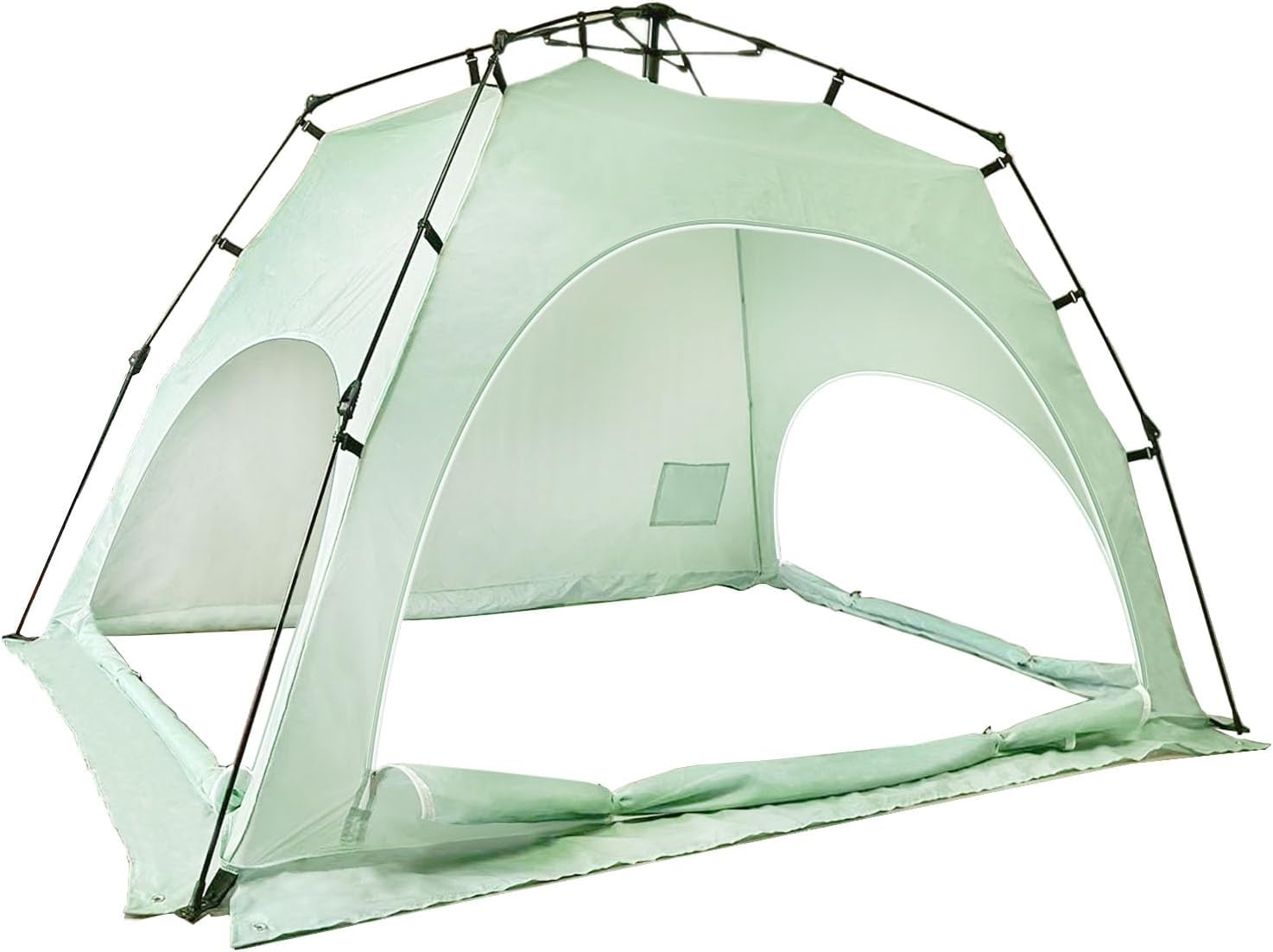 Higood 暖房テント ポップアップ 室内用テント ダブルベッド 大人 2人用 家族 3人用 ワンタッチ ベッド上 防寒 保温 花粉症 組立簡単 コンパクト 快適収納 寝室 子ども部屋 仕切り 防災 ミント 1.5×2.1×1.35m