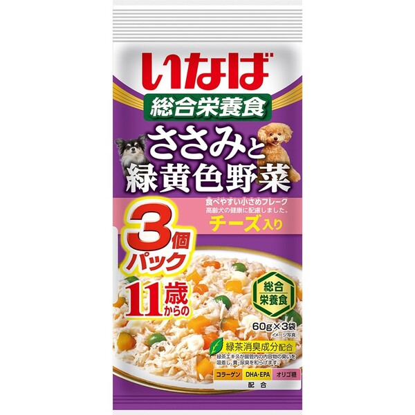 いなば ささみと緑黄色野菜 11歳からのチーズ入り 60g×3袋