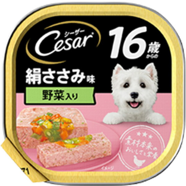 乐天商城 - シーザー 16歳からの絹ささみ味 野菜入り ふわふわローフタイプ 100g×24コ〔26040618dw〕〔26030627dw〕