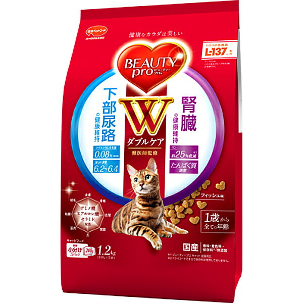 乐天商城 - ビューティープロ キャット Wケア 下部尿路・腎臓の健康維持 1.2kg（240g×5袋）