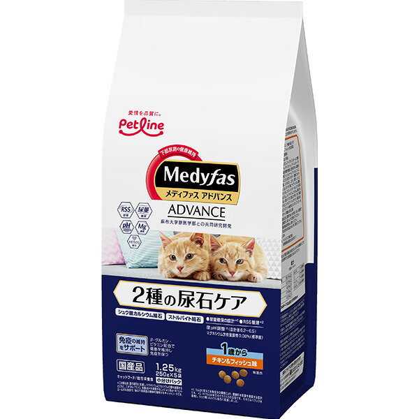 樂天商城 - メディファス アドバンス 2種の尿石ケア 1歳から チキン＆フィッシュ味 1.25kg