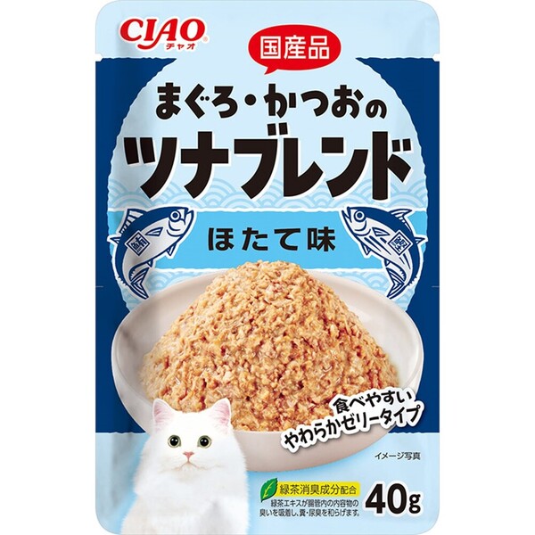 乐天商城 - チャオ まぐろ・かつおのツナブレンド パウチ ほたて味 40g×16コ
