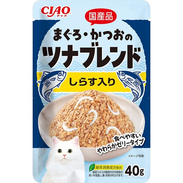 乐天商城 - チャオ まぐろ・かつおのツナブレンド パウチ しらす入り 40g×16コ