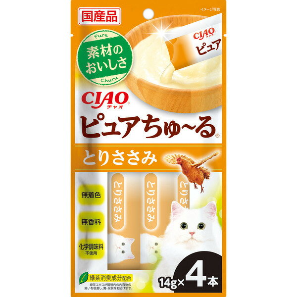 樂天商城 - チャオ ピュアちゅ〜る とりささみ 14g×4本 ［ちゅーる］〔26030962co〕