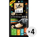 【セット販売】シーバ とろ～り メルティ 4つの味 とりささみ味の誘惑 （12g×4本）×4コ