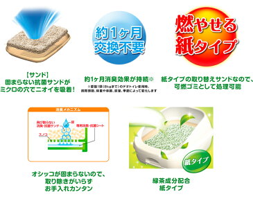 【セット販売】1週間消臭・抗菌 デオトイレ 飛び散らない緑茶成分入り消臭サンド 4L×4袋