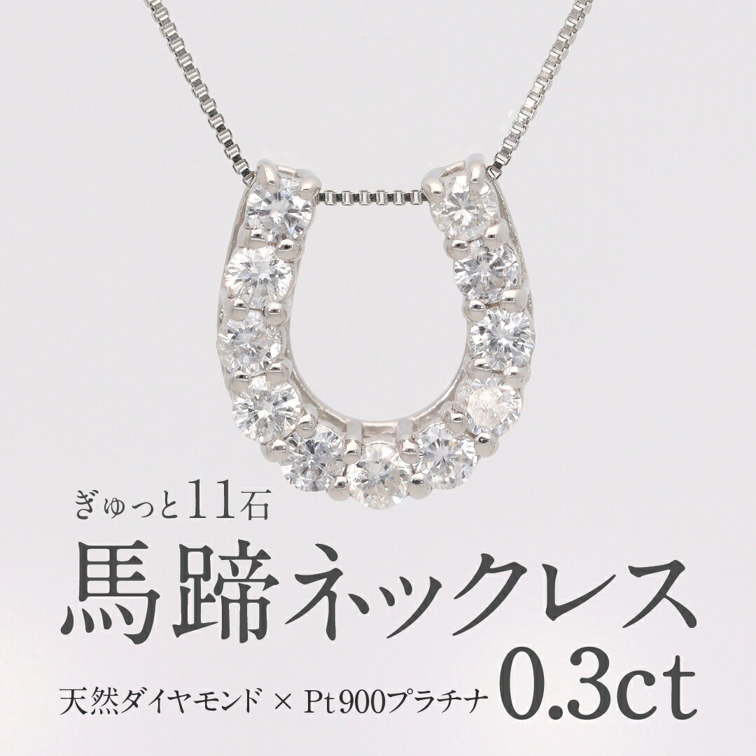 楽天ジュエリー　C【送料無料】pt900【0.3ct】馬蹄モチーフ ダイヤモンド ネックレス ホースシュー プラチナ 0.30 ジュエリー ダイヤ ダイヤモンドネックレス ダイヤペンダント 馬蹄ペンダント 可愛い 人気 ギフト プレゼント 誕生日 母の日 馬蹄ダイア
