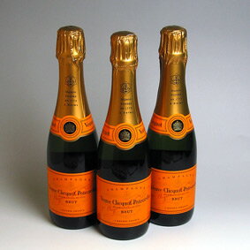 【送料無料】ヴーヴクリコ　ポンサルダン　ブリュット　イエロー・ラベル　ハーフボトル　3本セットVeuve Clicquot Ponsardin Brut フランス/シャンパーニュ/シャンパン/辛口/375ml×3 【楽天 通販 販売】【まとめ買い 業務用にも！】