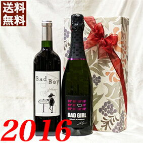 辛口 スパークリング バッド・ガール と 2016年 赤ワイン バッド・ボーイ 750ml 2本セット （無料 ギフト 包装） フランス ヴィンテージ ワイン [2016] 平成28年 10周年 お祝い 結婚記念日 記念の年 プレゼント wine