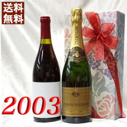 生まれ年のワイン（成人祝い向き） シャンパン・白と 2003年 赤ワイン 750ml 2本セット （無料 ギフト 包装） シャトー・デュ・コーズ [2003] フランス ヴィンテージ ワイン ミディアムボディ 平成15年 お誕生日 結婚式 結婚記念日 プレゼント 誕生年 生まれ年 wine 成人式 20周年 二十周年