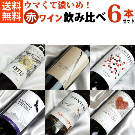 ■送料無料■　ウマくて濃いめ！　赤ワイン飲み比べ6本セット Ver.4 【赤ワインセット】【楽天 通販 販売 お酒】