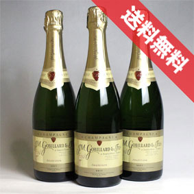 【送料無料】ゴビヤール ブリュット・トラディション 3本セット Gobillard Brut Tradition フランス/シャンパーニュ/シャンパン/辛口/7...