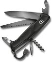 ブランド VICTORINOX(ビクトリノックス) 色 ブラック 商品寸法 (長さx幅x高さ) 13×3.1×2.2 cm 商品の重量 166 グラム サイズ/重さ： 約 縦(ハンドル長さ)130×横31.5×厚み22.5 mm / 166g 12機能： ラージブレード(ロック付き)、カン切り、マイナスドライバー(小)、せん抜き、マイナスドライバー(大)、ワイヤーストリッパー、のこぎり、リーマー(穴あけ)/ソーイングアイ(糸穴)、コルクせん抜き、ピンセット、ツースピック、キーリング 素材: ステンレススチール(ブレード)、ポリアミド(ハンドル)【商品の説明】 握りやすく滑りにくいデュアルコンポーネント ハンドルに、木材を切ることを考えてデザインされたブレードと、ノコギリを備えたレンジャーグリップ55。切る、割る、彫る、のこぎり引きといった木材を扱うあらゆる作業を巧みに素早くこなします。