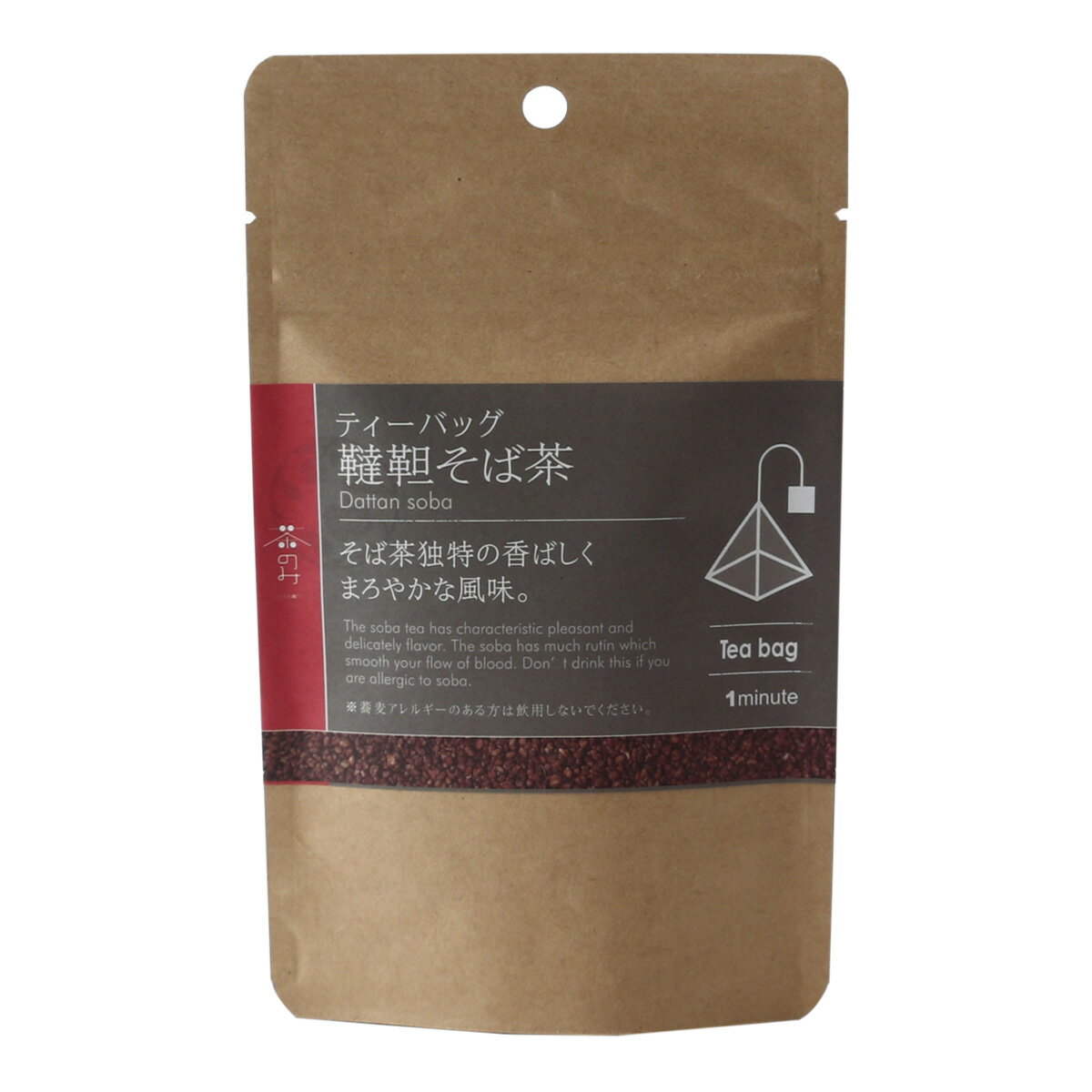 【商品説明】そば茶独特の香ばしくまろやかな香りが特徴です。茶のみの人気商品「袋茶」は、急須で淹れて楽しめる美味しい茶葉をティーバックに詰めています。マグカップならたっぷり2杯分以上美味しく飲めて、急須がなくても気軽に本格的な味のお茶をお楽しみいただけます。原産地：中国原材料：ダッタンそば(そばの実)(中国産)保存方法：常温高温多湿を避けて保存してください。賞味期限：365アレルギー：そば