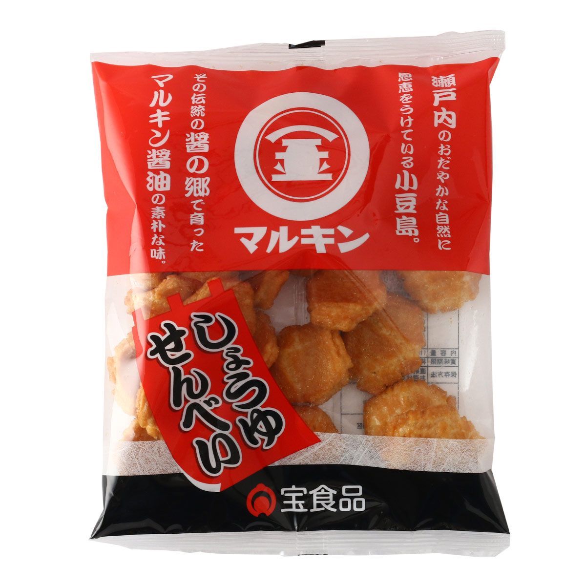 （商品説明） サクサク食感の揚げせんべいです。 小豆島産の歴史あるマルキン醤油使用。 甘辛い味がくせになる、サクサク食感の揚げせんべいです。 サクッとした食感、そしてサッと溶けてなくなる口どけの良さが特徴です。 瀬戸内のおだやかな自然に恩恵を受けている小豆島のマルキン醤油を使用した砂糖しょうゆのなつかしい香味がのこるおせんべいです。(商品仕様)サイズ：約高さ4.50×幅18.50×奥24.00mm重さ：約119.00g原産国：日本 (原材料) 小麦粉(国内製造)、植物油脂(なたね油)、砂糖調製品(砂糖、デキストリン)、砂糖、甘しょでん粉、しょう油、食塩、米醸造調味料、甘辛調味料(しょう油、果糖ぶどう糖液糖、りんご、香辛料、その他)、香辛料/加工でん粉、膨張剤、調味料(アミノ酸等)、ソルビット、増粘剤(加工デンプン)、甘味料(甘草、ステビア)、(一部に小麦、大豆、りんごを含む) 保存方法：常温 直射日光、高温多湿をお避け下さい。賞味期限：120日アレルギー：小麦、大豆、りんご