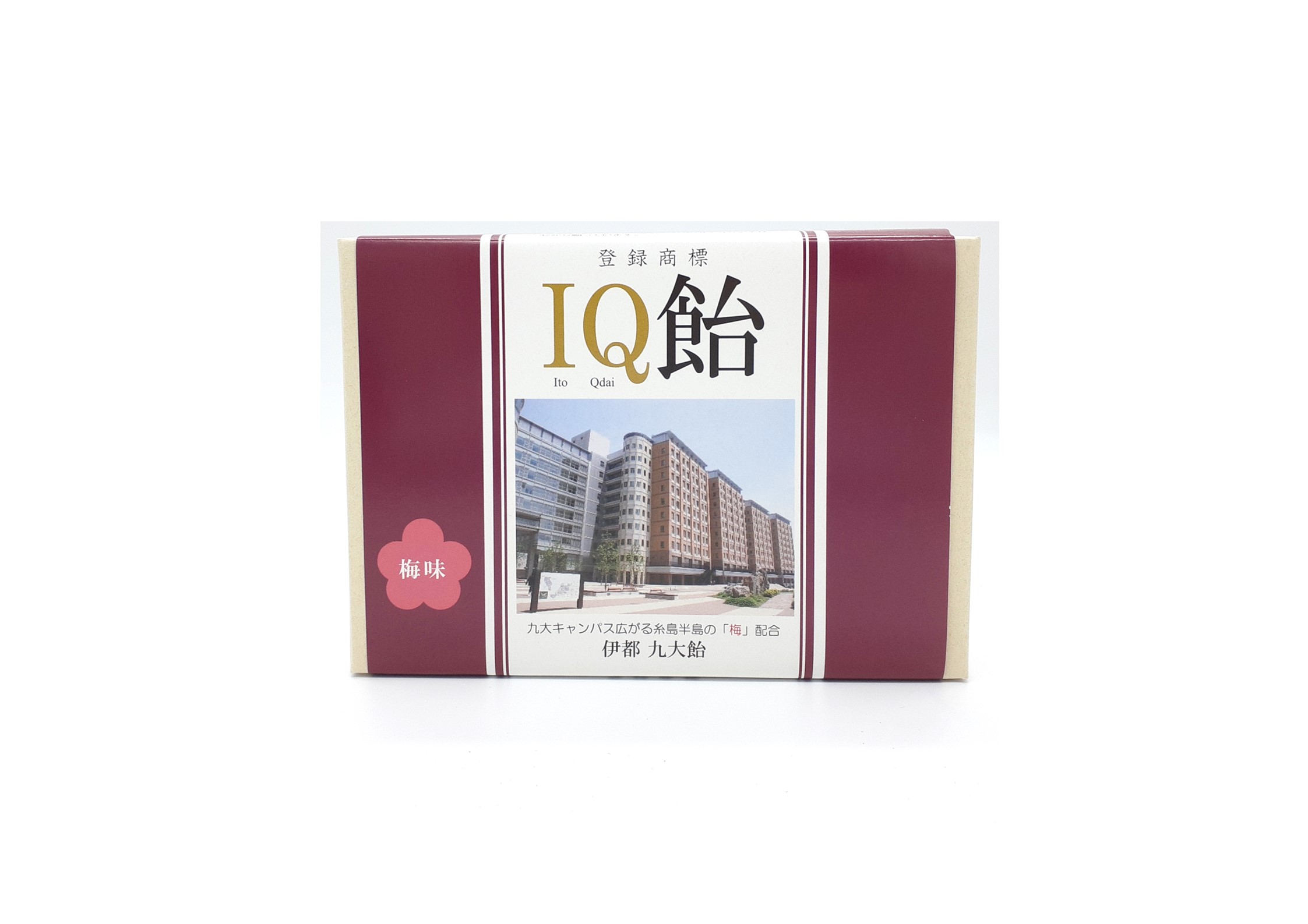 【九州大学】IQ飴 梅味 化粧箱入 80g/あめ 飴 九州大学 コラボ商品 IQ 九大 伊都 梅 うめ味 梅肉 お土産 九大飴 梅味 キャンパス クエン酸 受験勉強 学業成就 ゲン担ぎ 験担ぎの商品画像