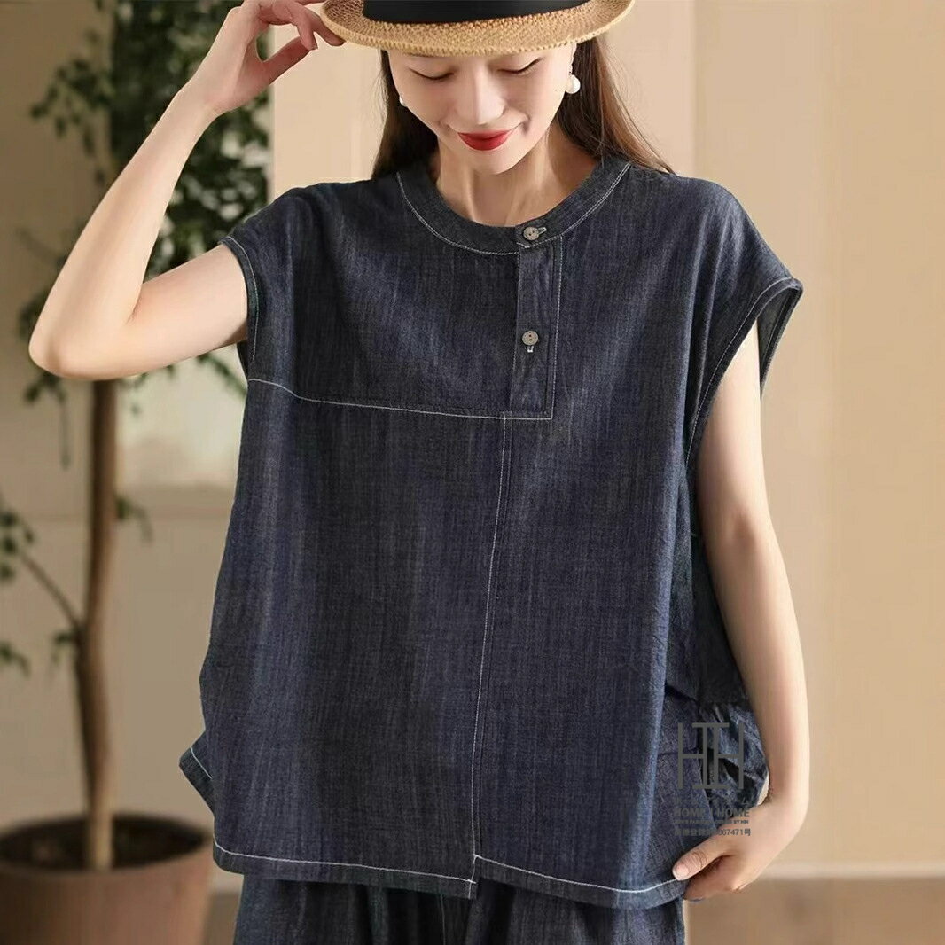 Rakuten - デニム プルオーバー Tシャツ ブラウス 夏 レディース 半袖 おしゃれ プルオーバーシャツ 体型カバー 大きいサイズ クルーネック カットソー カジュアル ゆったり ナチュラル服 大人 カワイイ 30代 40代 50代 トップス 薄手 お出かけ 大人可愛い かわいい お洒落 夏服 夏物