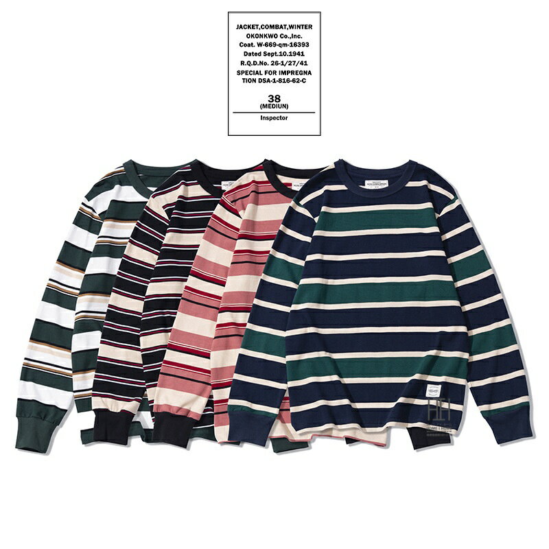 Rakuten - Tシャツ ロングT ヘビーウェイトtシャツ メンズ 長袖Tシャツ 綿 不規則ボーダー カラーコントラスト おしゃれ アメカジ 秋冬 クルーネック カジュアル トップス
