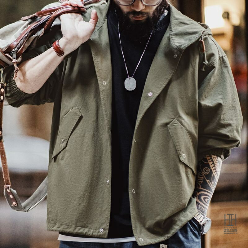 ミリタリージャケット メンズ ショート丈 M-51 フィールドジャケット M51 フーデッドジャケット 6オンス 綿 100 フード付き オーバーサイズ おしゃれ ブルゾン