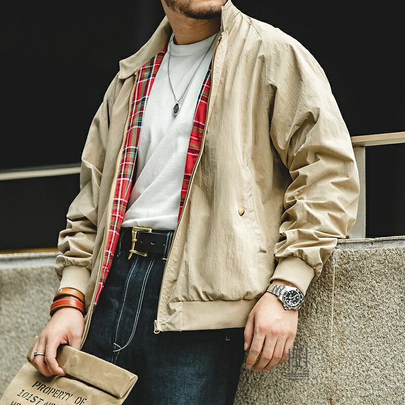 Rakuten - G9 ハリントンジャケット メンズ Harrington Jacket スウィングトップ フレーザータータン チェック柄裏地 スイングトップ ショート丈 おしゃれ 裏地タータン
