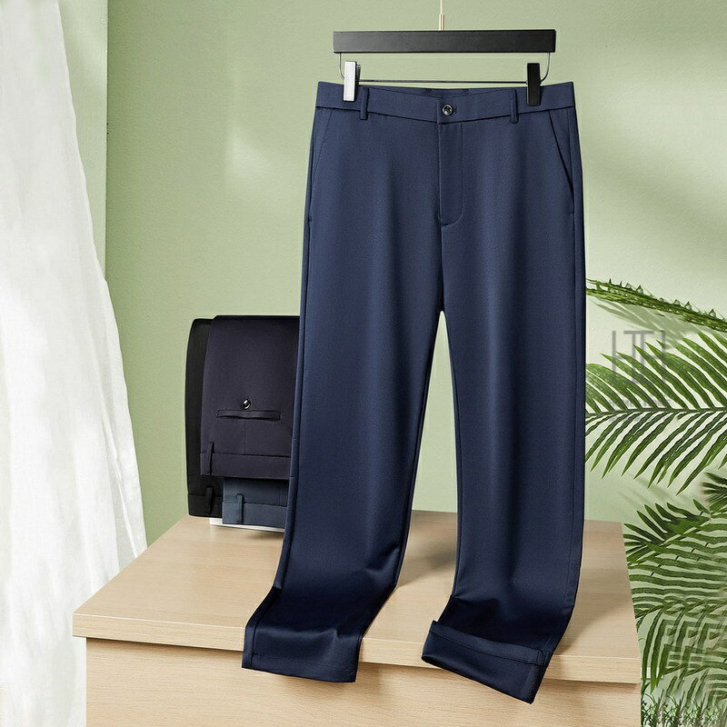 Rakuten - ウェスト140cm対応 特大サイズ スラックス メンズ ストレッチパンツ 特大 ビッグサイズ ビジカジ 大きいサイズ ぽっちゃり体型 おしゃれ 裾上げ済み 薄手 夏用