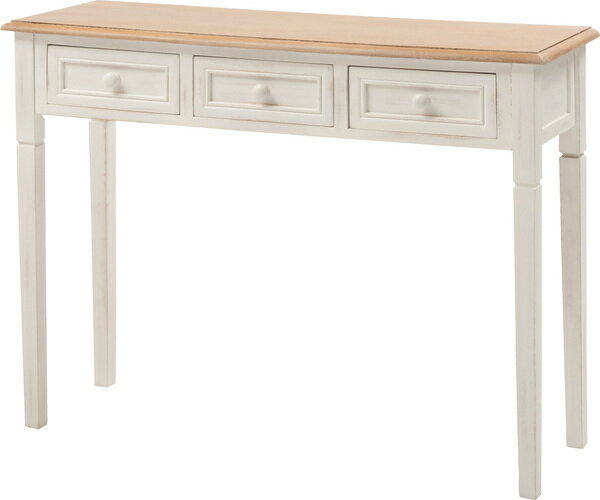 コンソール テーブル リビング 玄関 寝室 化粧台 作業台 スリム 奥行33cm 木製 天然木 桐 アンティーク 北欧 引き出し ストッパー付き 軽量 COD-456WH