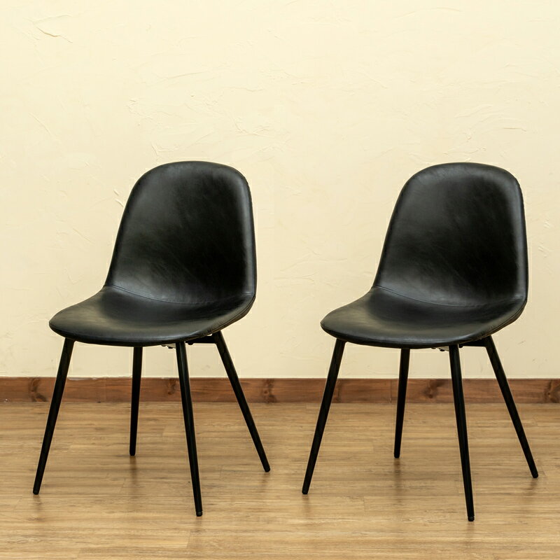 ダイニングチェア チェア 2脚セット CHAIR PUレザー HOWARD ハワードチェア 合成皮革 ダイニングチェア2脚セット Baron 座面高約45cm スチール 椅子 イス ヴィンテージ レトロ風 組立品 北欧 シンプル ブラック ブラウン