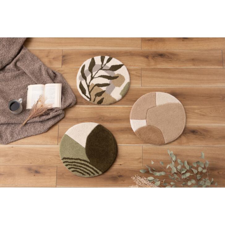 シートクッション クッション タフティング 立体感 チェア ベンチ 幅40cm 奥行40cm 40×40 イス用クッション 40×40cm 円形 円 直径40cm 1人掛け用 北欧 ナチュラル 韓国インテリア 椅子用クッション 座面クッション グリーン 緑 深緑 ベージュ 薄型 丸型 丸 [2]