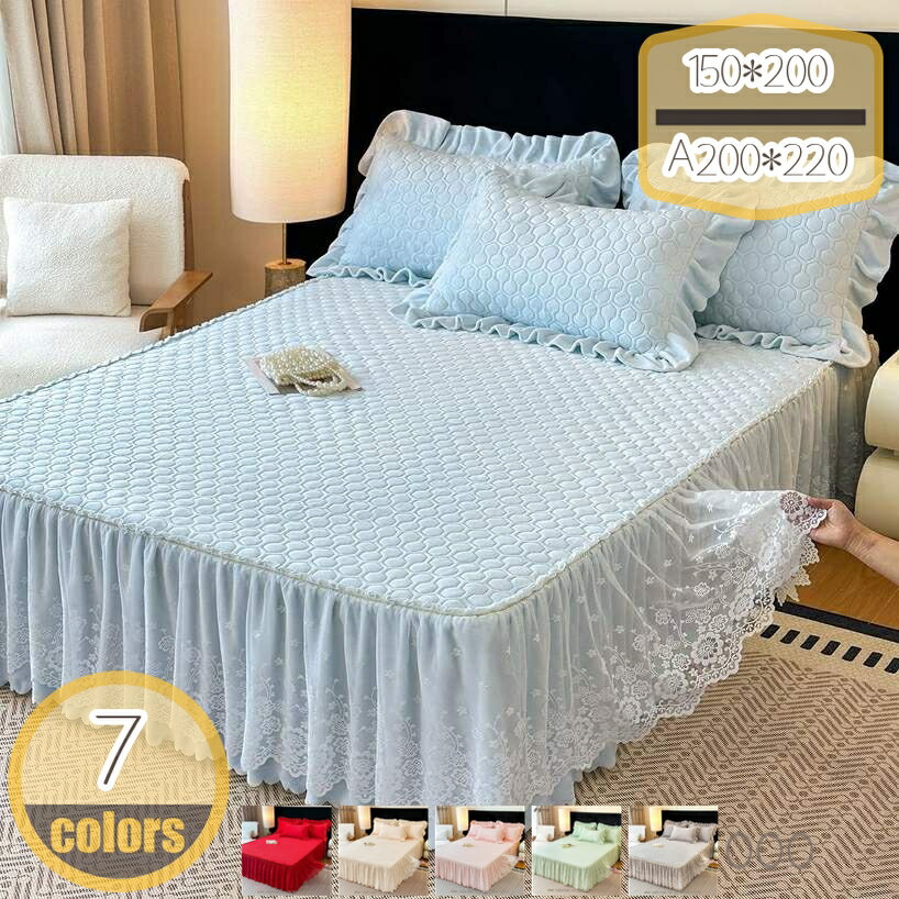 300円OFFクーポン ベッドスカート シーツ シングル セミダブル フリル フラットシーツ ベッドカバー ベッドシーツ ベッドシート ベッドスプレッド マットカバー 寝具カバー 優雅 無地 肌触り 寝心地 耐久性 柔らかい 丸洗い 洗える hikari-plus