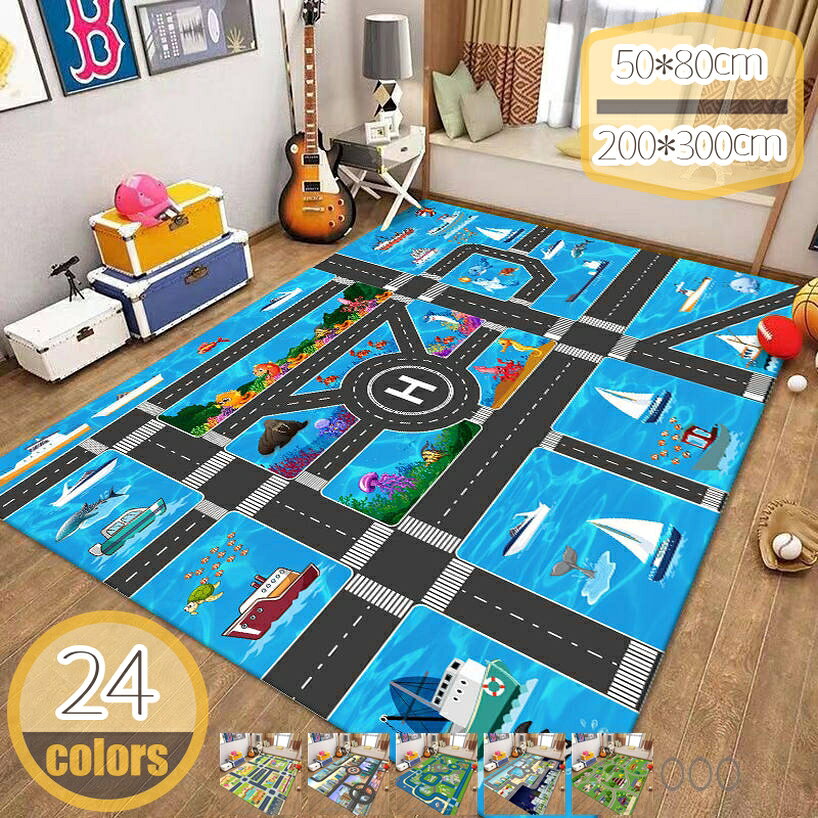 500円OFFクーポン センターマット 子供用カーペット プレイマット 数字と色 教育学...