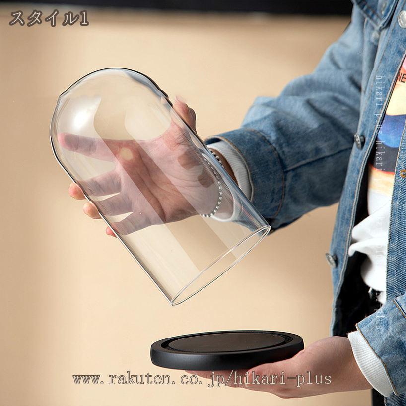 500円OFFクーポン ガラスドーム DIY装飾 卓上 透明カバー 防塵 ディスプレイケース...