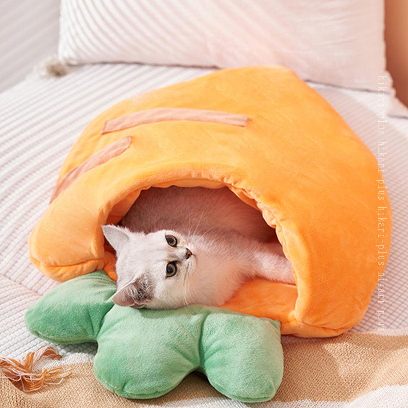 1000円OFFクーポン キャットハウス ペットベッド ドーム型 犬猫用 寝袋 猫ハウス ...