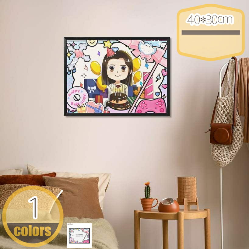 500円OFFクーポン アートパネル 絵 絵画 飾り お友達の誕生日写真 オーダーメイド モダン 玄関 写真 フォト インテリア おしゃれ 誕生日テーマ バースデー パーティー 300×400mm スクエア スタイル 壁飾り 雰囲気 カラフル 心癒し 気分落ち着き 壁掛けアート