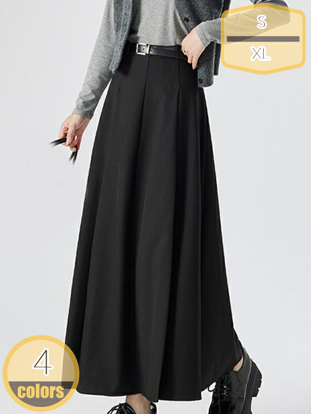 プリーツスカート レディース ロング ベルト付き フレアスカート ハイウエスト aライン スーツ ボトム..