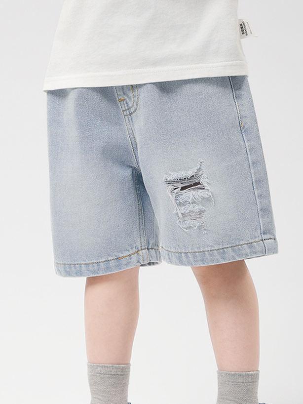 キッズ 男の子 ダメージ加工 ウエストゴム デ...の紹介画像3