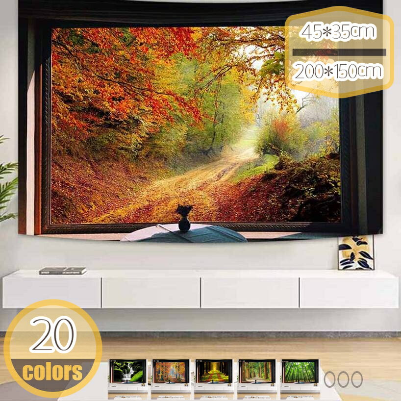 インテリア タペストリー おしゃれ 北欧 風景 滝 大きい だまし絵 癒し 城 部屋 飾り 窓 背景布 壁 イ..