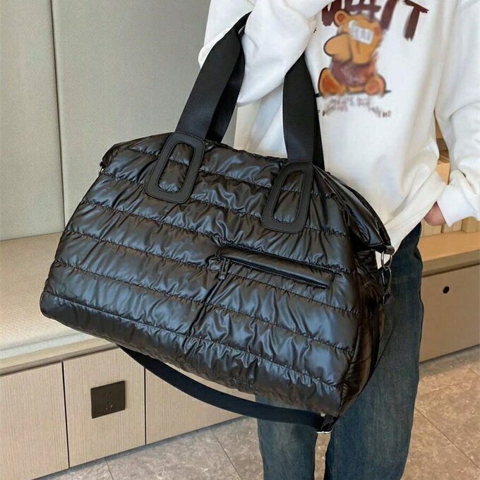 無地ポリエステルトートバッグ、ジッパー開閉大容量トラベル/ジムバッグ、ファッショナブルでシンプル..