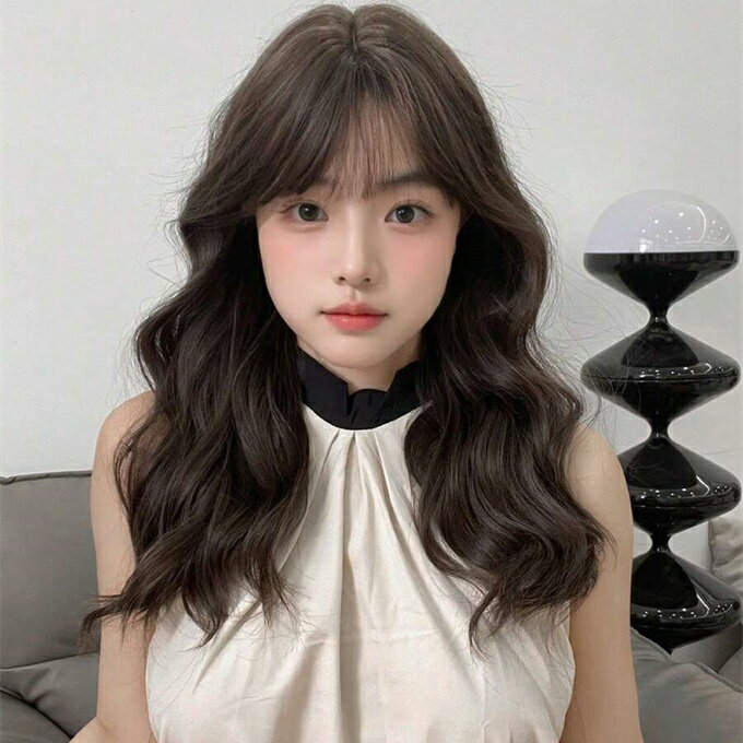 合成耐熱長めのカール ウェーブバンズウィッグ 22インチ フル織り ブラウン 自然で本物らしい デイリー使い