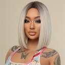 オンブルショートストレートボブヘアウィッグ中間部合成繊維ヘアウィッグボブかつら毎日のコスプレパーティーハロウィンコスチューム