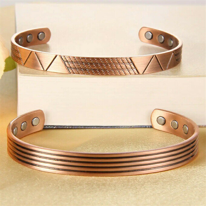 純銅製ジュエリー 純銅磁気ブレスレット エネルギーマグネット付き 磁気ブレスレット ストレス解消 減量 痩身 調節可能 健康エネルギー 高磁石 瞑想 ヨガ 銅ブレスレット