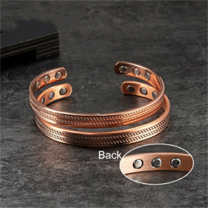 純銅製ジュエリー 純銅磁気ブレスレット エネルギーマグネット付き 磁気ブレスレット バングル 健康 効果 アクセサリー ストレス解消 減量 痩身 調節可能 健康エネルギー 高磁石 瞑想 ヨガ 銅ブレスレット