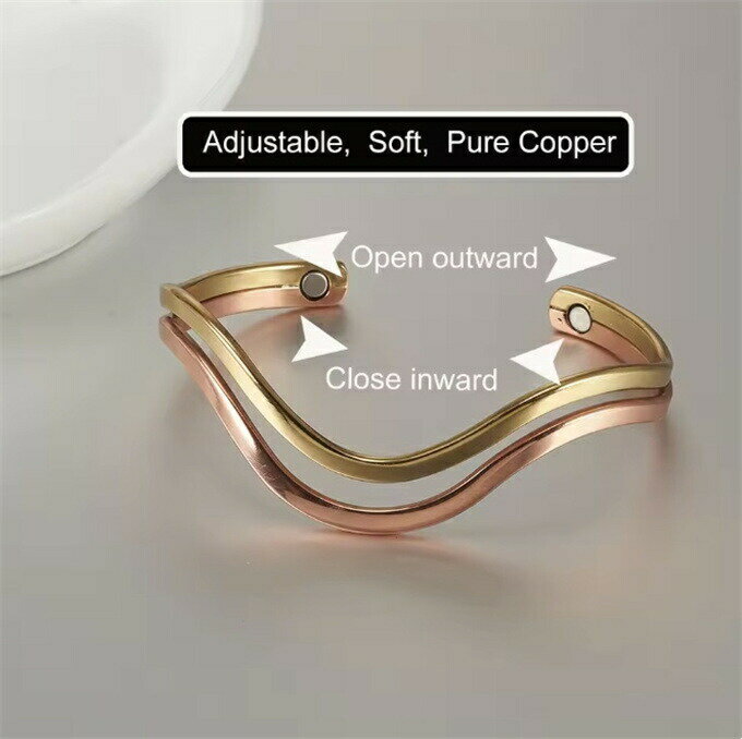電磁波対策 純銅製ジュエリー 純銅磁気ブレスレット エネルギーマグネット付き 磁気ブレスレット ストレス解消 減量 痩身 調節可能 健康エネルギー 高磁石 瞑想 ヨガ 不規則なライン