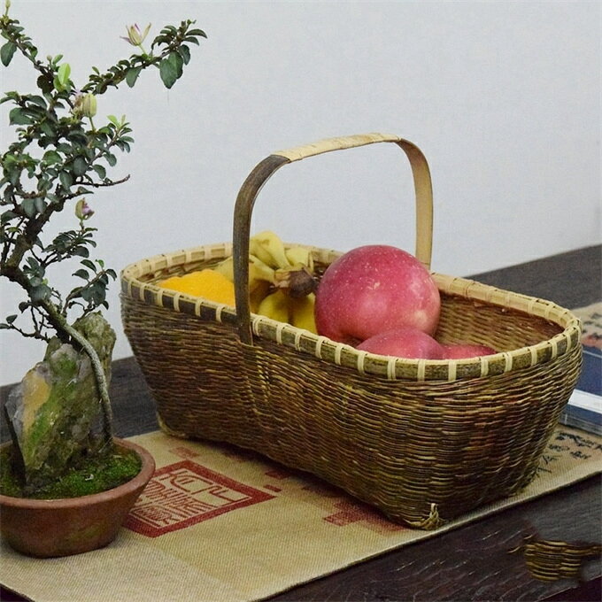 母の日 紫竹 虎竹スクエア手付き籠 温泉かご 買い物かご 収納カゴ 竹製 エコバッグ 手提げ籠 マイバス..