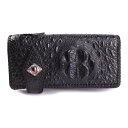 【メーカー保証】 バイカーズウォレット レザーウォレット クロコダイル 長財布 クラウンホーンバック・ブラック/コンチョRedアイ MUNI(4)