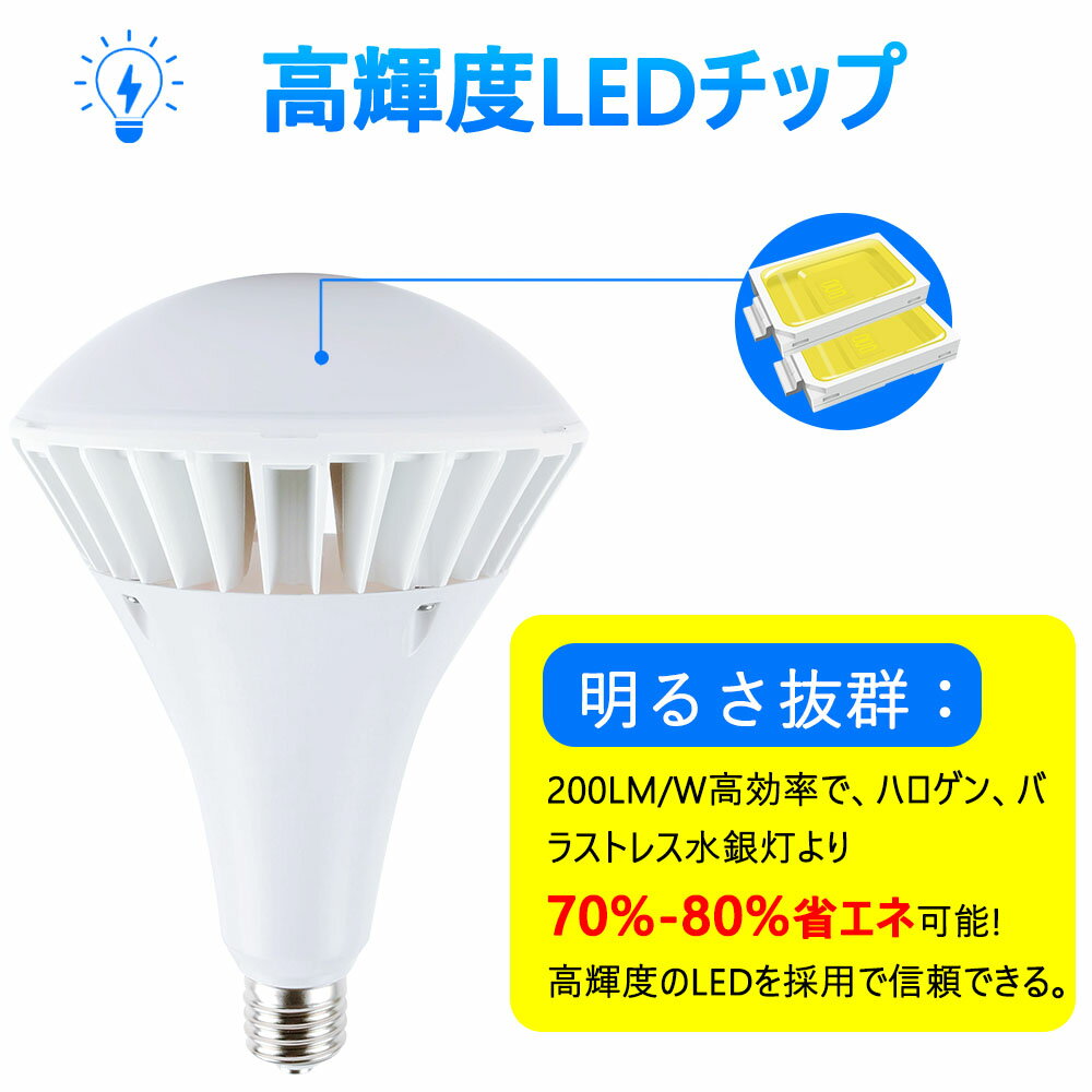 バラストレス水銀灯1000W相当 E39 LED 100w 20000lm ノイズレス フリッカーフリー ちらつき無し バラストレス 電球 昼白色 5000K 投光器船舶 無線 IP66防水 防塵 防雨 水銀灯 屋外 レフランプ メタハラ 作業灯 看板灯 店舗照明 駐車灯 倉庫照明 電磁波障害なし 電気代が安い 2