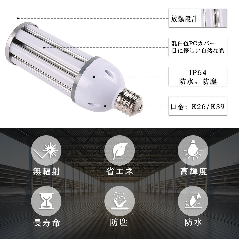 5セット 水銀灯300W相当コーン型 LEDコーンライト トウモロコシ型 コーンライト LE...